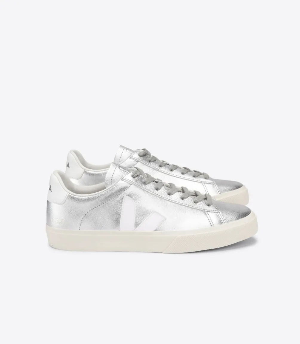 CAMPO LEATHER SILVER WHITE<VEJA Cheap