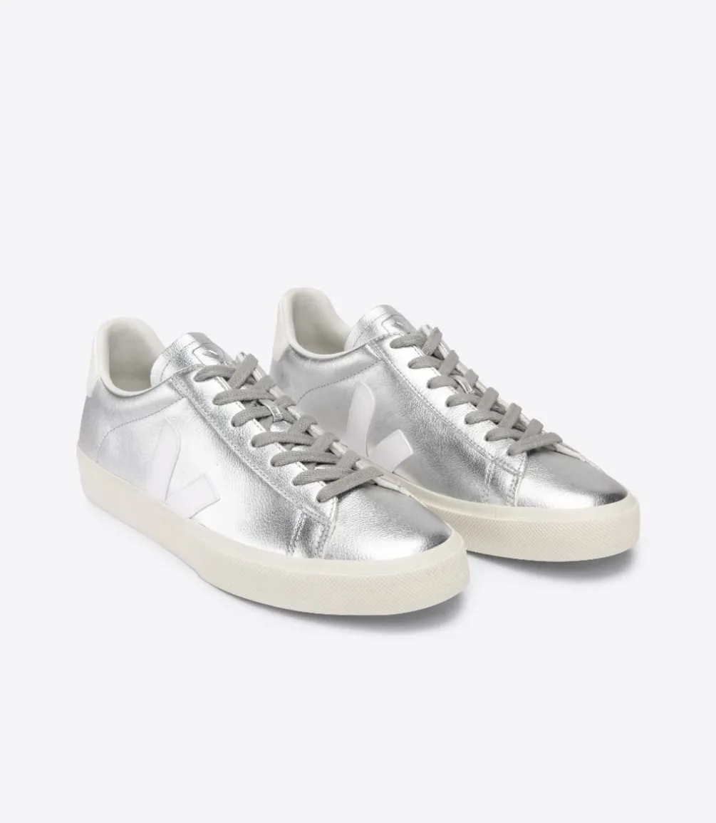 CAMPO LEATHER SILVER WHITE<VEJA Cheap