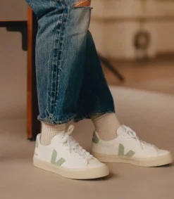 CAMPO LEATHER WHITE MATCHA<VEJA Clearance