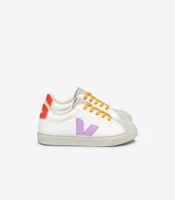ESPLAR LACES LEATHER WHITE ORCHID ORANGE FLUO<VEJA Store
