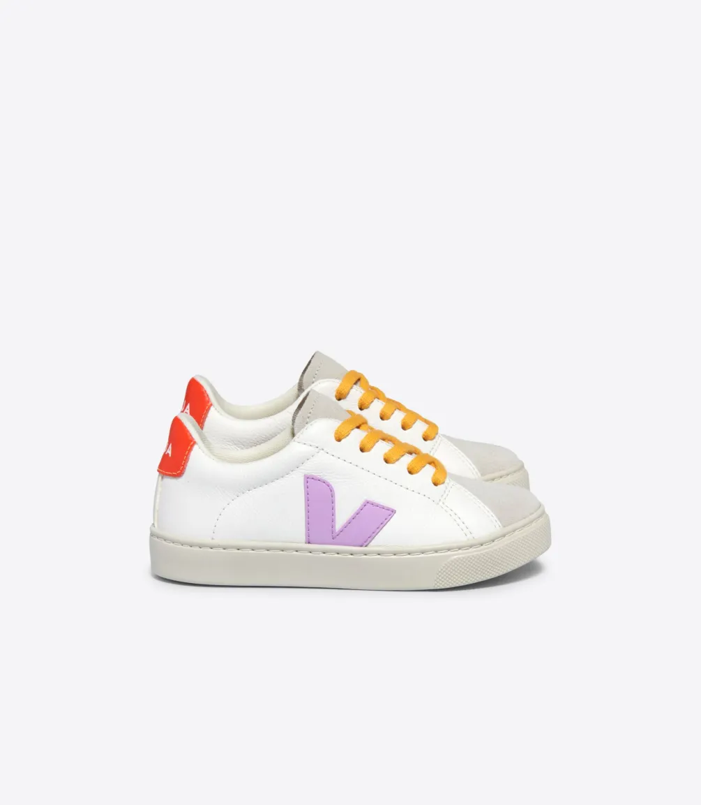 ESPLAR LACES LEATHER WHITE ORCHID ORANGE FLUO<VEJA Store