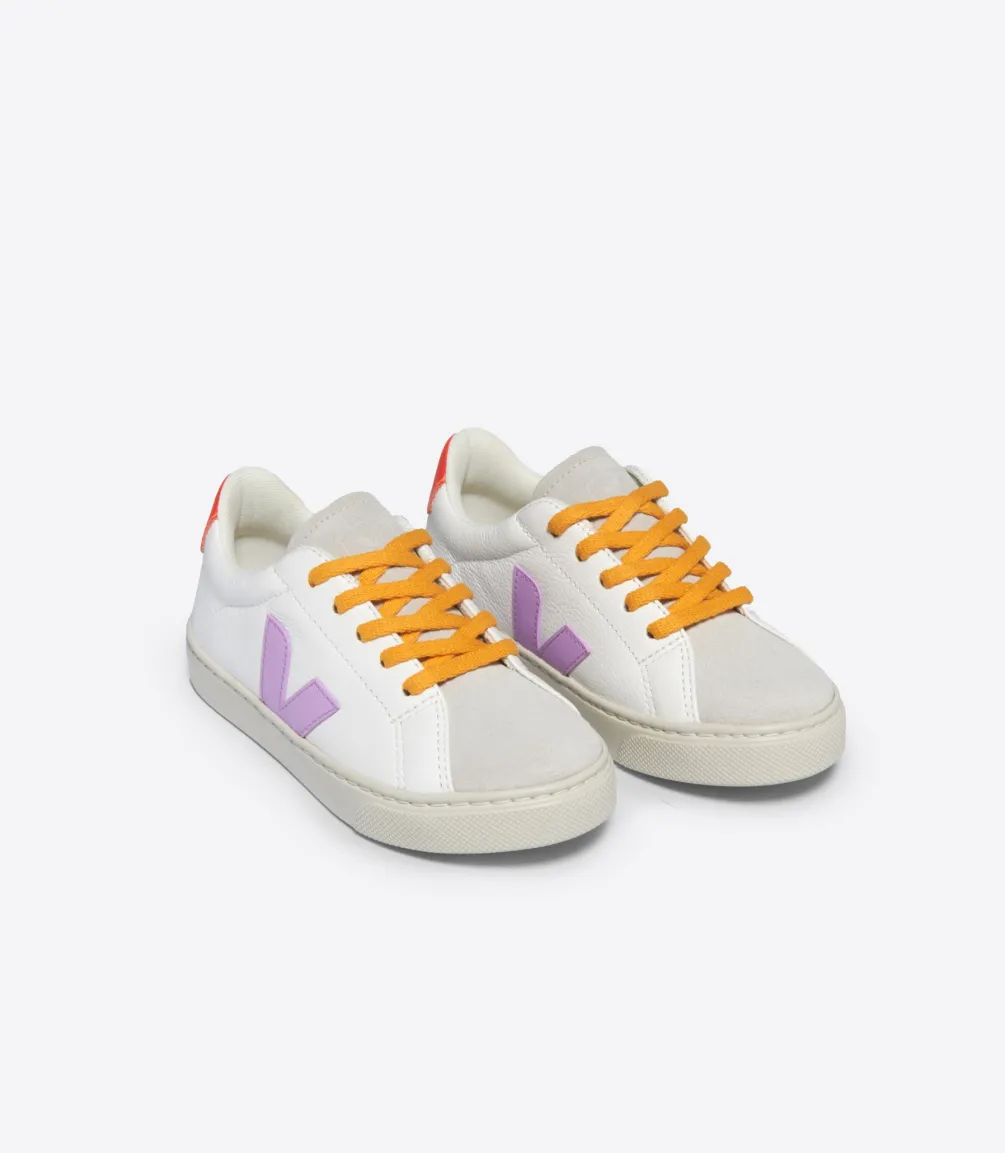 ESPLAR LACES LEATHER WHITE ORCHID ORANGE FLUO<VEJA Store
