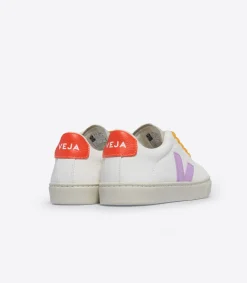 ESPLAR LACES LEATHER WHITE ORCHID ORANGE FLUO<VEJA Store