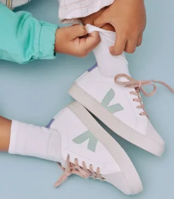 ESPLAR LACES LEATHER WHITE MATCHA LAVANDE<VEJA Fashion
