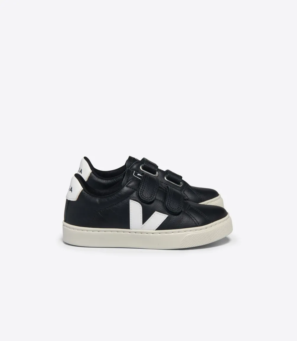 ESPLAR LEATHER BLACK WHITE<VEJA Clearance