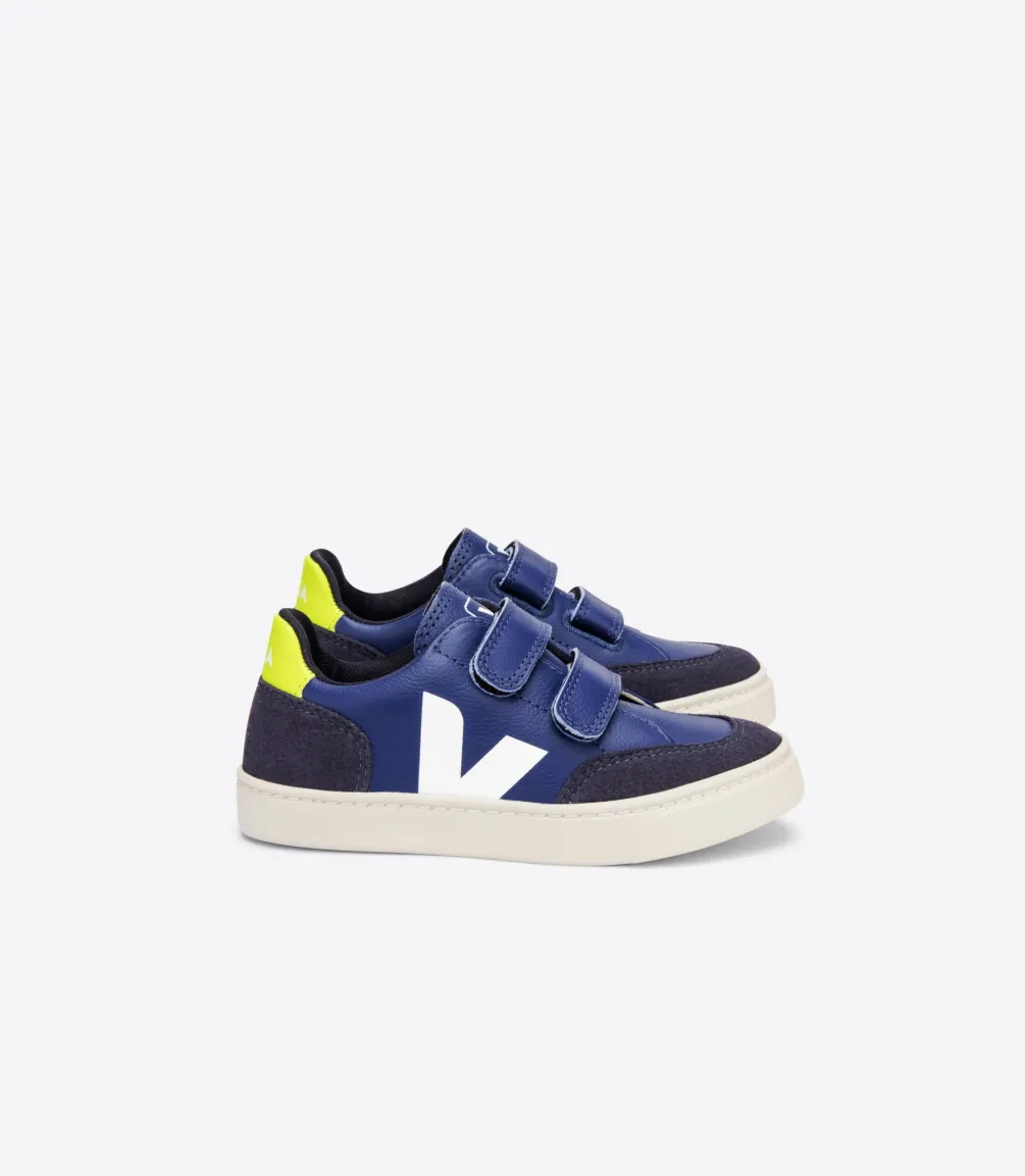 V-12 LEATHER COBALT WHITE JAUNE FLUO<VEJA Cheap