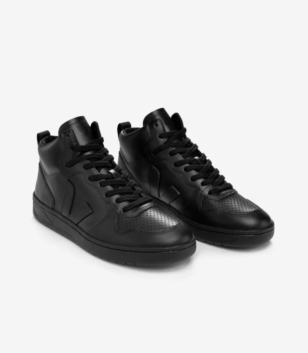V-15 LEATHER FULL BLACK<VEJA Fashion