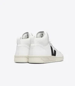 V-15 LEATHER WHITE BLACK<VEJA Cheap