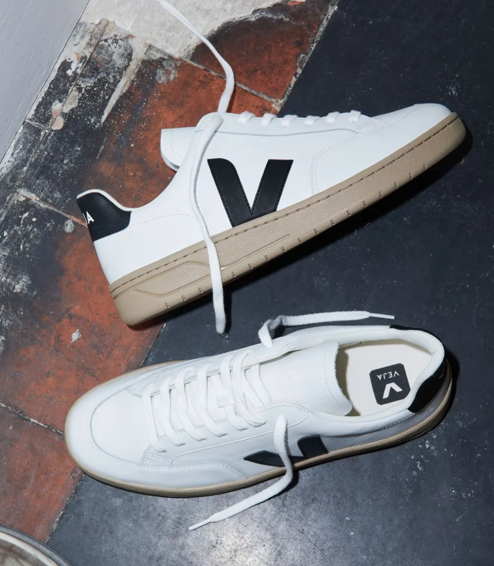 V-12 LEATHER WHITE BLACK DUNE<VEJA Online