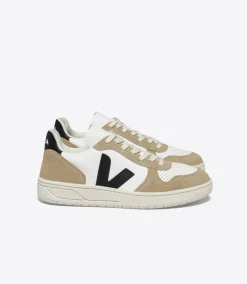 V-10 LEATHER WHITE BLACK SAHARA<VEJA Fashion