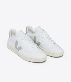 V-12 LEATHER WHITE LIGHT GREY<VEJA Hot