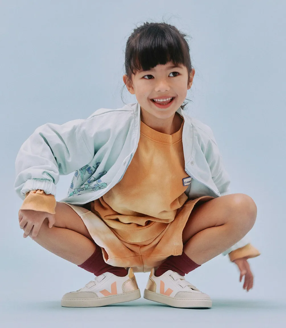 V-12 LEATHER WHITE MULTICO PLATINE<VEJA Clearance