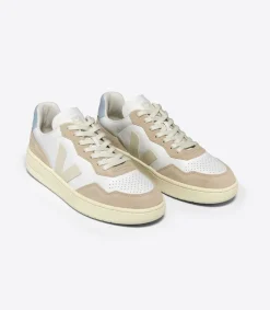 V-90 LEATHER WHITE PIERRE STEEL<VEJA Sale