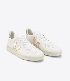 V-10 LEATHER WHITE PLATINE<VEJA Clearance