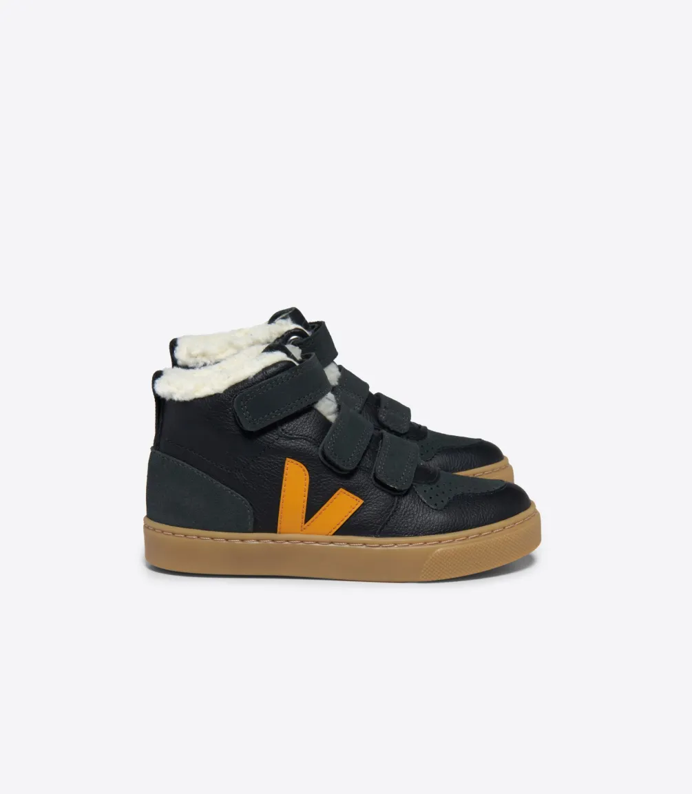 V-10 MID FURED LEATHER BLACK OURO GRAFITE<VEJA Online